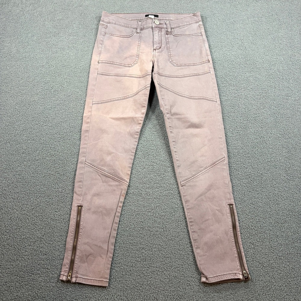 BDG Pants Womens 27 Purple Skinny Ankle Zip Moto Biker Seam Detail Low Rise